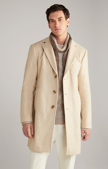 Morris Coat in a Beige Stripe