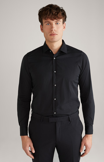 Victor Stretch Cotton Shirt in Black