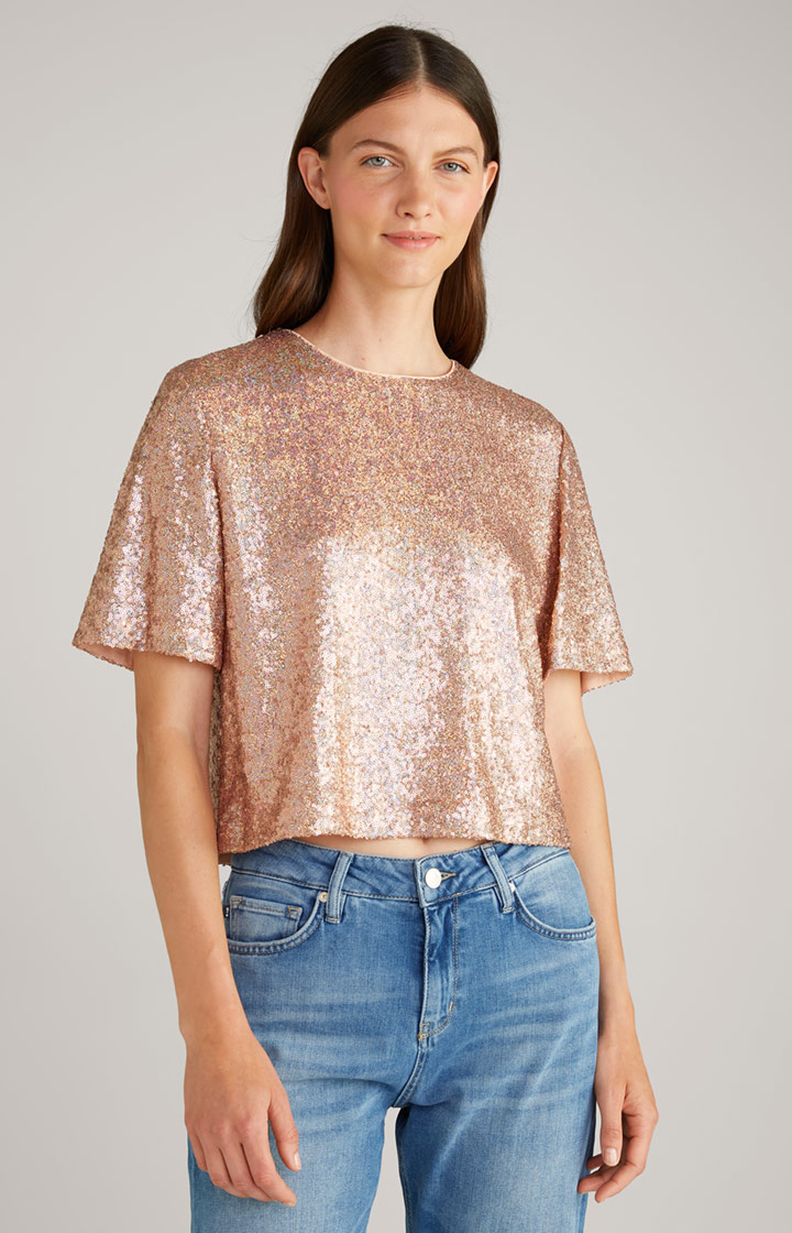 Pailletten-Blusenshirt in Kupfer/Gold