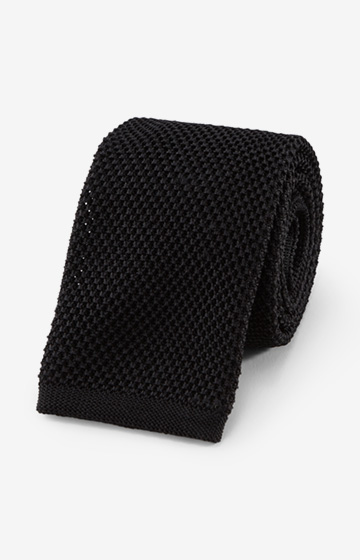 Seiden-Strickkrawatte in Schwarz