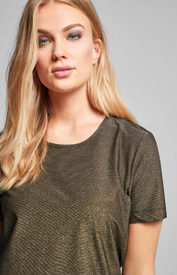 Lurex-T-Shirt Tine in Gold/Schwarz