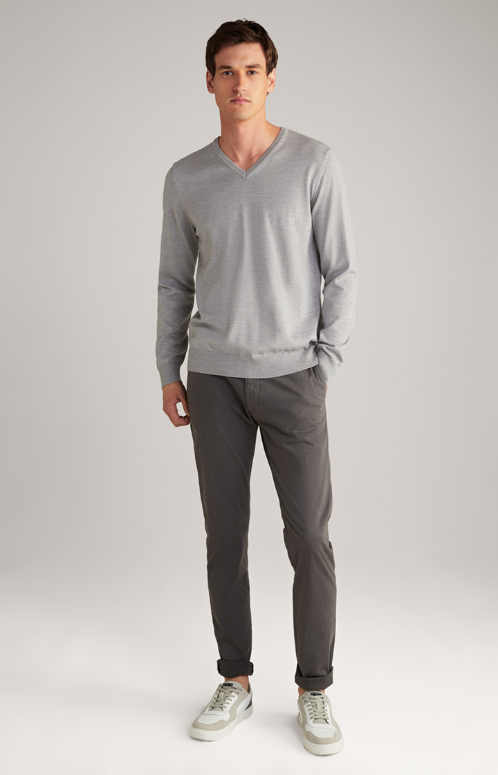 Damien Merino Wool Pullover in Silver Grey
