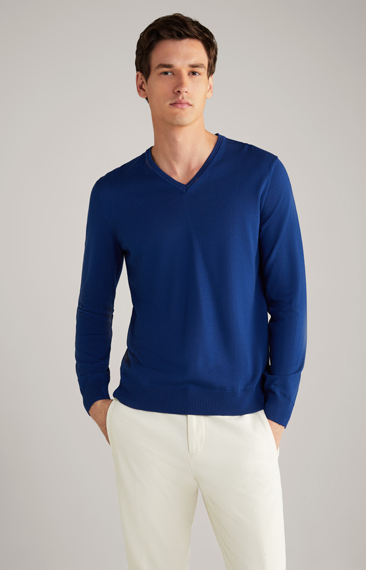 Merino-Pullover Damien in Blau