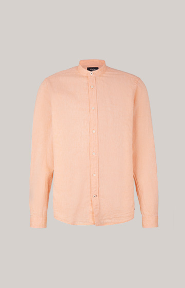 Lniano-bawełniana koszula Hedde w jasnopomarańczowym kolorze z efektem melanżu