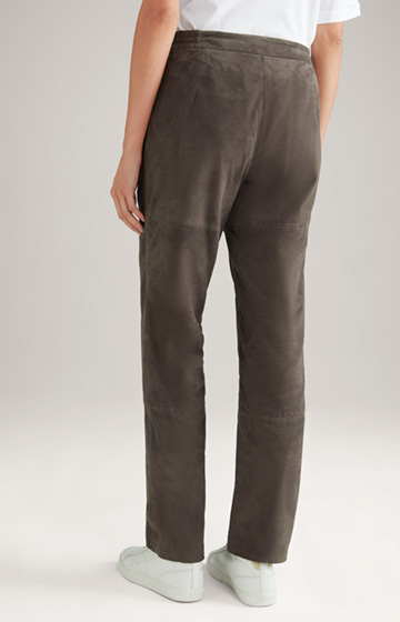 Leather Trousers in Grey/Brown