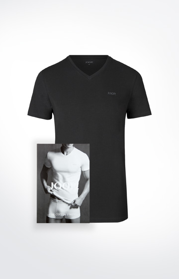 2er-Pack Fine Cotton Stretch Shirts in Schwarz