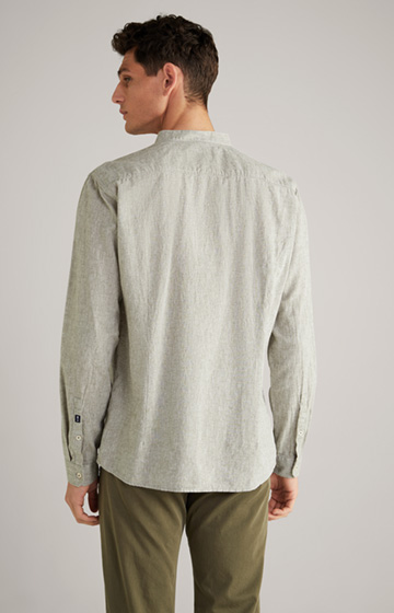 Lniano-bawełniana koszula Hedde w kolorze jasnoszarym z efektem melanżu