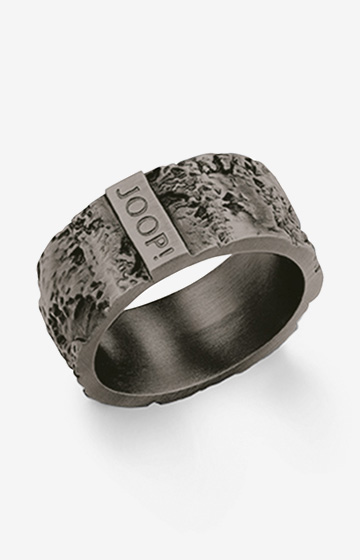 Ring mit Design-Prägung in Grau