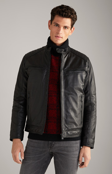 Baldo Leather Jacket in Black
