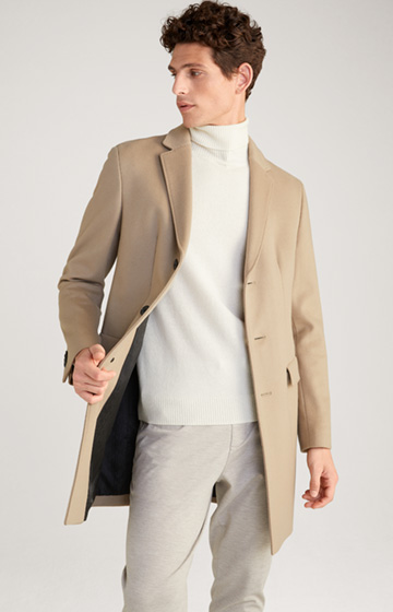 Wool-Cashmere Coat in Beige