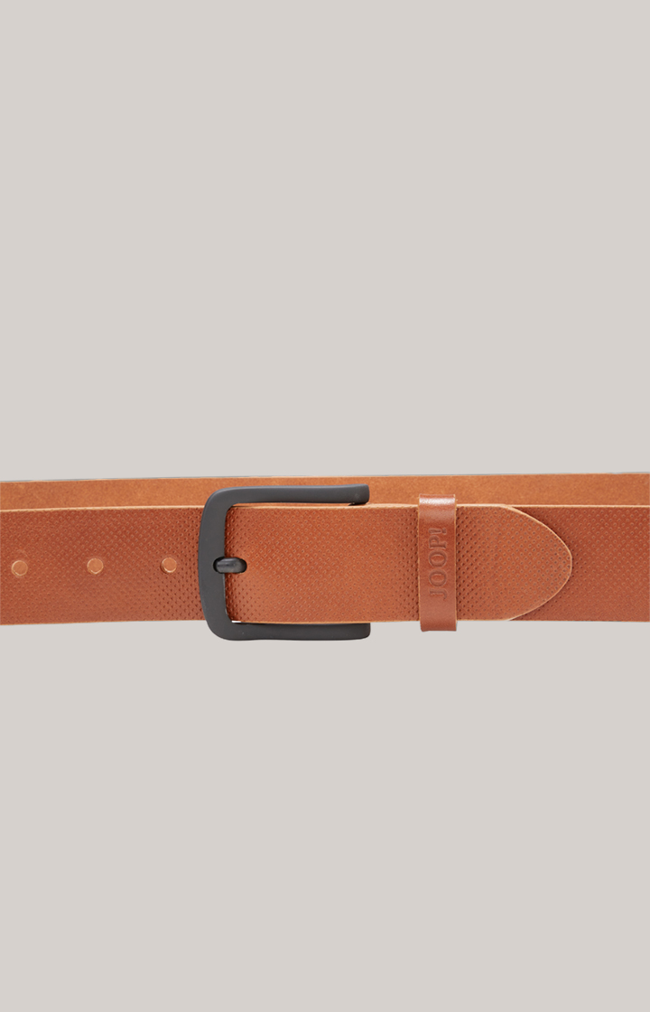 Leather Belt in Cognac, textured