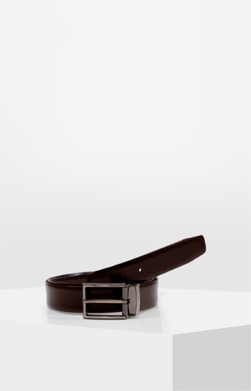 Wende-Ledergürtel in Schwarz/Dunkelbraun