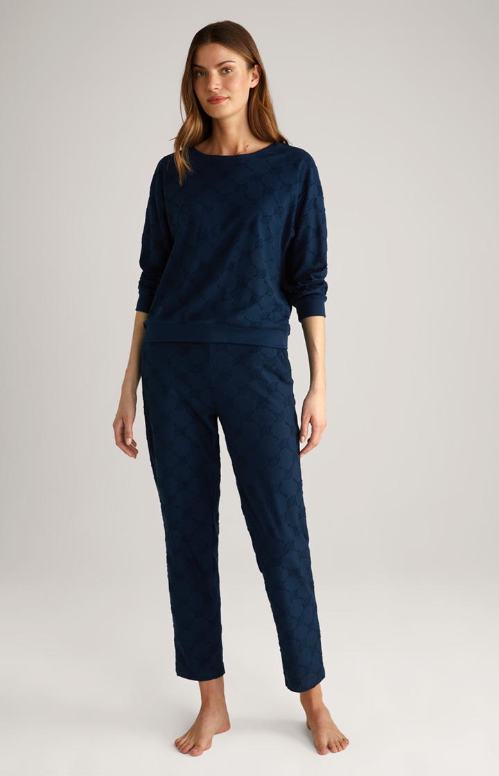 Long-Sleeve Loungewear Top in Dark Blue