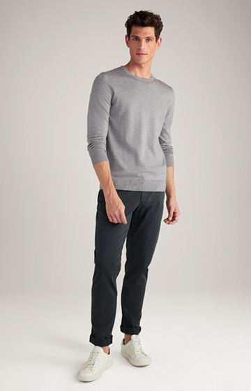 Denny Merino Wool Pullover in Grey Melange