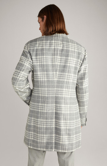 Mariso Wool Mix Short Coat in Grey/Off-White Check