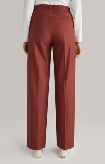 Spodnie Marlene z bawełnianego diagonalu w kolorze czerwonobrązowym