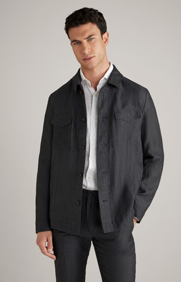 Hearts Linen Jacket in Dark Grey