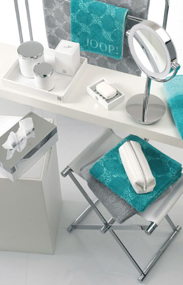 Large Chromeline storage box, silver/white