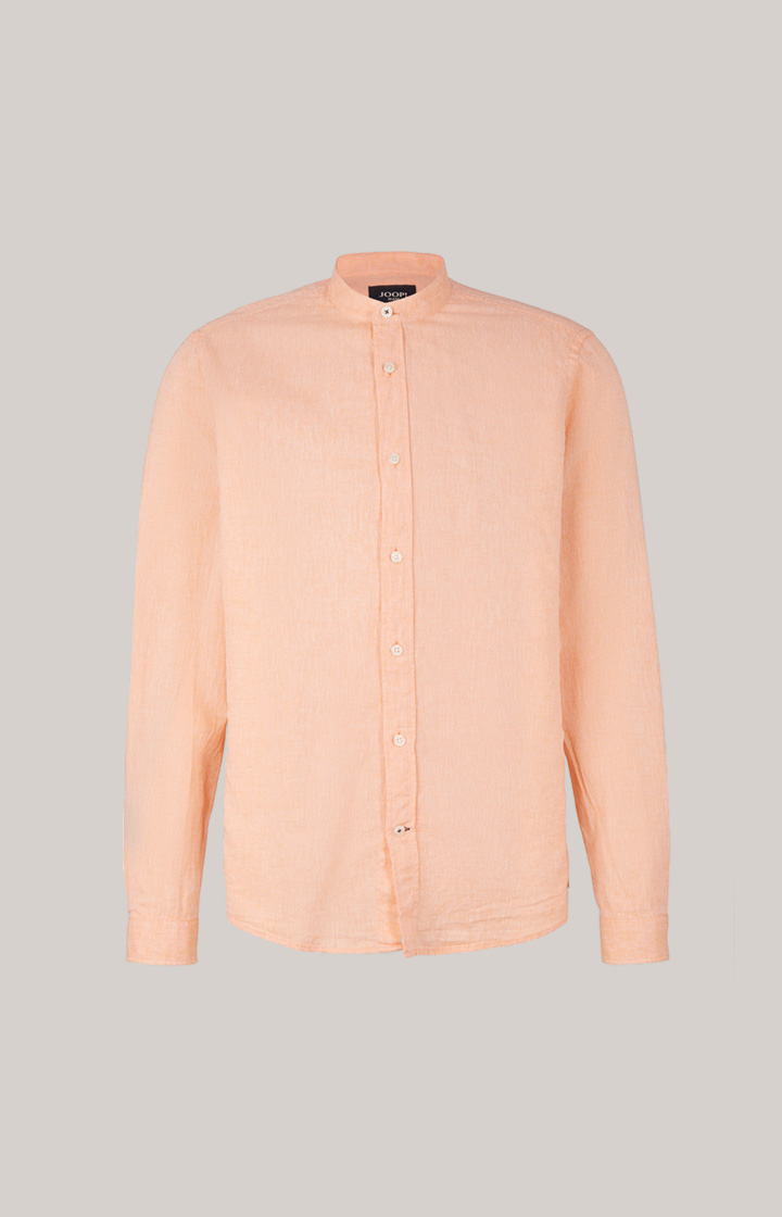 Hedde Linen and Cotton Shirt in Light Orange Marl