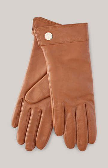 Skórzane rękawiczki w kolorze koniakowym