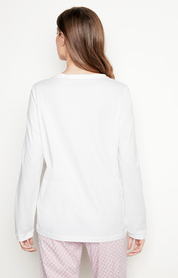 Domowa bluzka z długim rękawem w kolorze białym