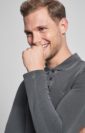 Langarm-Polo-Shirt Ambrosio in Schwarz