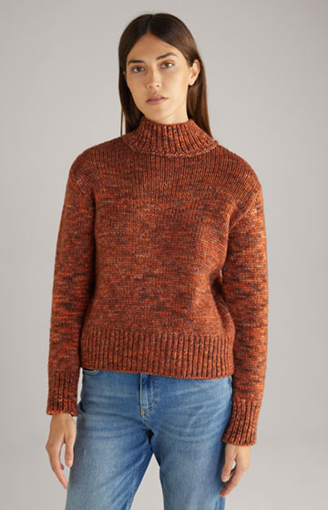 Virgin Wool Knitted Sweater in Orange Marl