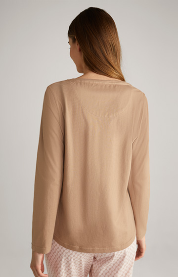 Long-Sleeve Loungewear Top in Camel