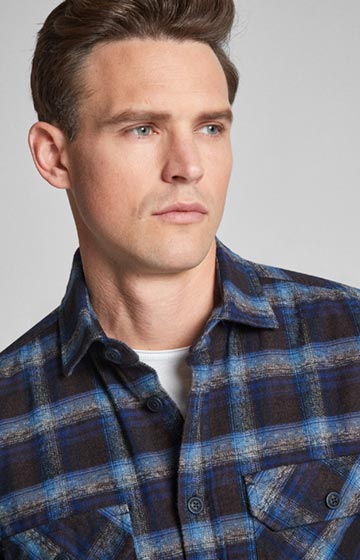 Hemd Hug in Blau/Braun gemustert