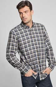 Flanell-Hemd Heli in Navy/Oliv gemustert