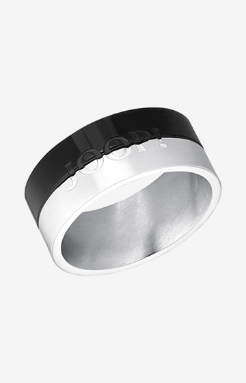 Edelstahl-Ring in Silber/Schwarz