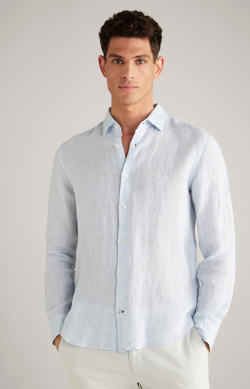 Pit Linen Shirt in Light Blue/White