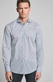 Hemd Pajos - bügelleicht - in Blau/Weiß gemustert