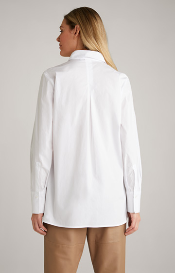 Cotton-Stretch-Bluse in Weiß
