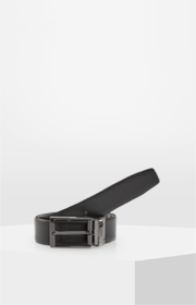 Wende-Ledergürtel in Schwarz
