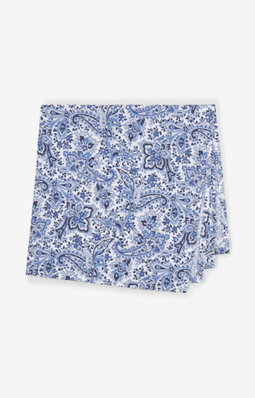 Einstecktuch in Weiß/Blau gemustert