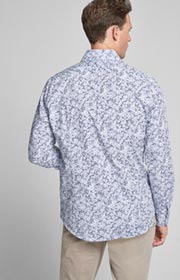 Hemd Mika - bügelleicht - in Navy/Weiß gemustert