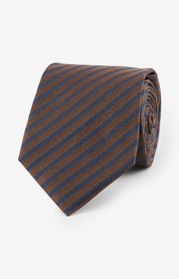 Seidenkrawatte in Dunkelbraun/Navy gestreift
