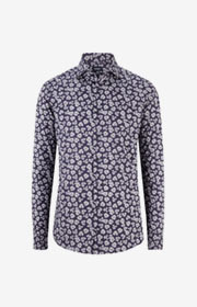 Hemd Panko - bügelleicht - in Dunkelblau gemustert