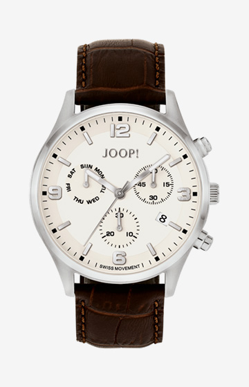 Herrenuhr in Braun/Weiß