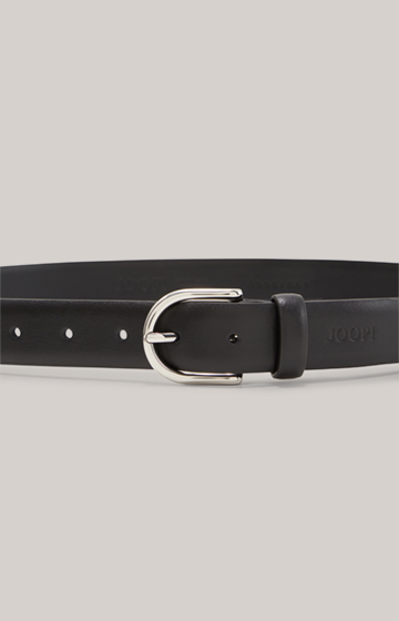 Leather Belt in Black/Silver