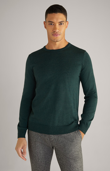 Sweter Denny z wełny merino w kolorze ciemnozielonym