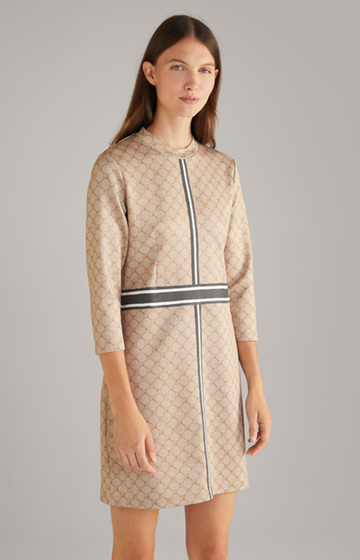 Sukienka bluzowa ze wzorem, w kolorze beżowym