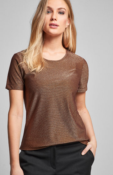 Lurex-T-Shirt Tine in Bronze/Bordeaux