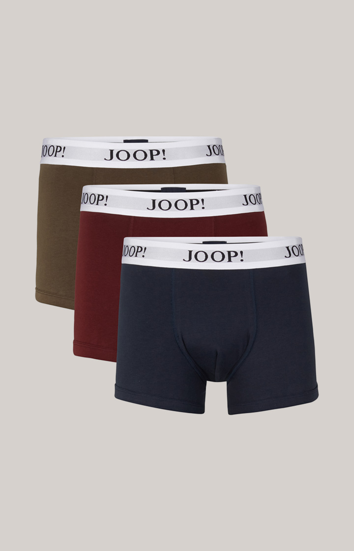 3-Pack of Fine Cotton Stretch Boxers in Dark Blue/Bordeaux/Olive