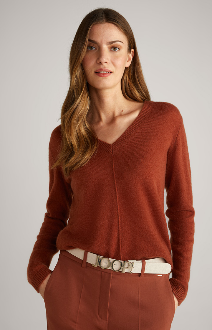 Cashmere Knitted Sweater in Copper Brown