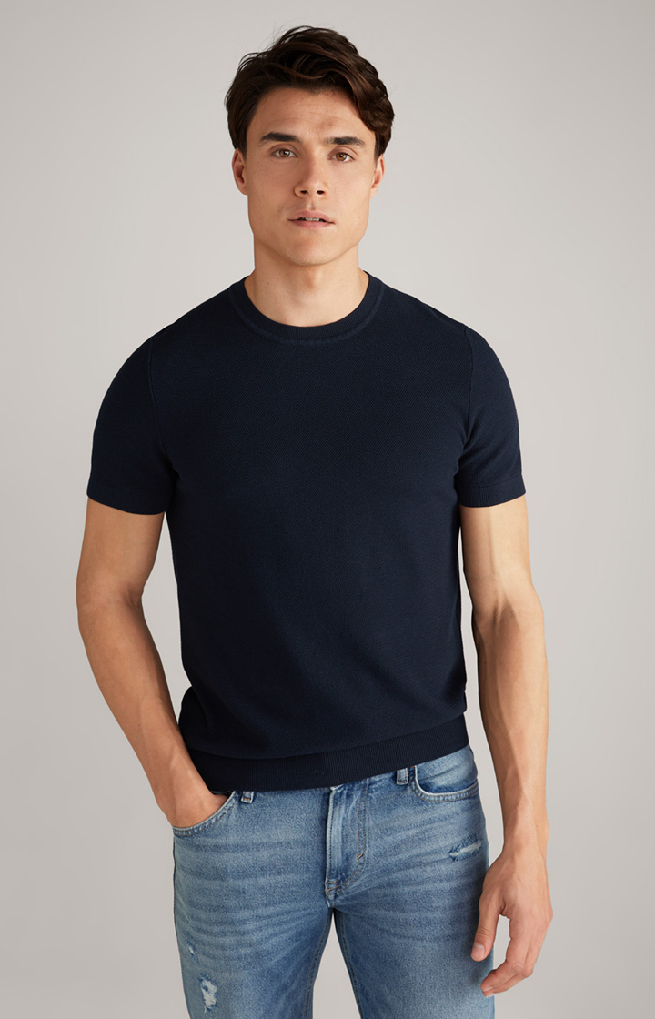 Valdrino Cotton and Viscose T-Shirt in Dark Blue