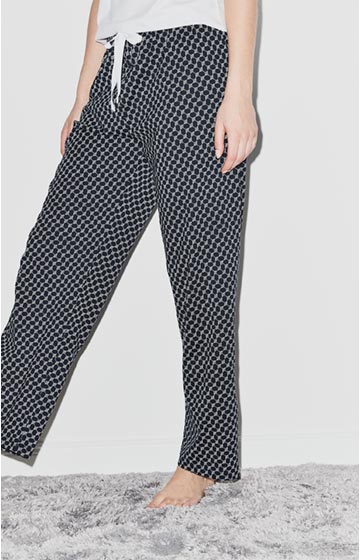 Baumwoll-Schlafhose in Dunkelblau