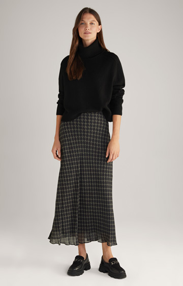 Viscose Skirt in a Black/Beige Pattern