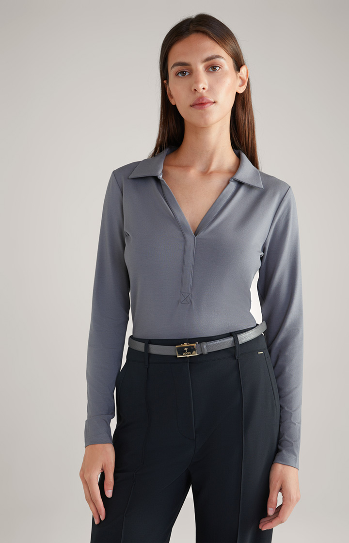 Long-sleeved Polo Shirt in Grey